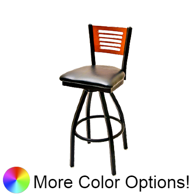 Oak Street Five Line Back Swivel Bar Stool 46.25"H x 16.13"W x 17"D Birch Plywood Back Steel Frame Metal Ball Bearings With Non-Marring Poly Glides