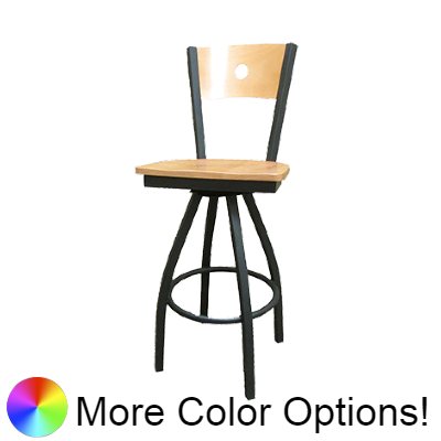 Oak Street Bullseye Back Swivel Bar Stool 46.25"H x 16.13"W x 17"D Steel Frame Metal Ball Bearings Birch Plywood Back With Non-Marring Poly Glides