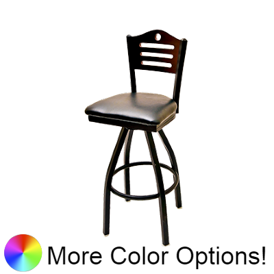 Oak Street Shoreline Back Swivel Bar Stool 46.25"H x 16.13"W x 17"D Wood Back Steel Frame Metal Ball Bearings With Non-Marring Poly Glides