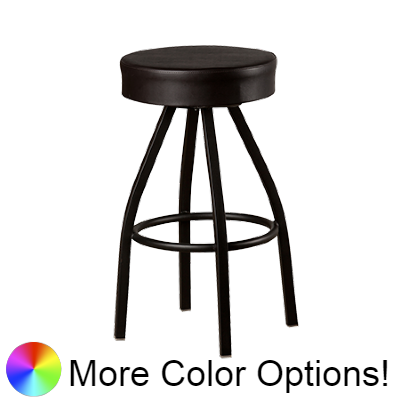 Oak Street Backless Button Top Swivel Bar Stool 31"H x 17"W Black Upholstered Seat Metal Bearings With Single Ring Base
