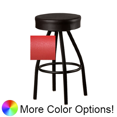 Oak Street Backless Button Top Swivel Bar Stool 31"H x 17"W Red Upholstered Seat Metal Bearings With Single Ring Base