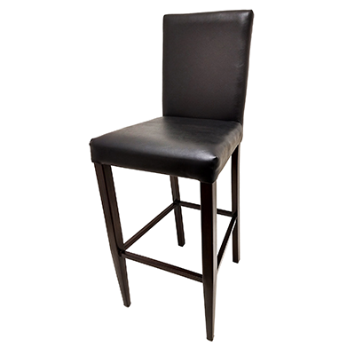 Oak Street Uptown Bar Stool 40"H x 18.5"W x 16"D Black Uph & Walnut Wood Grain Finish Metal With Footrest