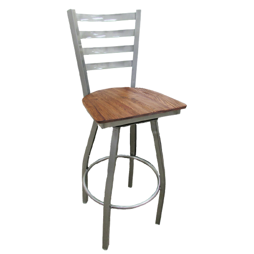 Oak Street Ladder Back Swivel Bar Stool 46.28"H x 16"W x 17.75"D Reclaimed Wood Seat Metal Ball Bearings Swivel Steel Tubing With Footring