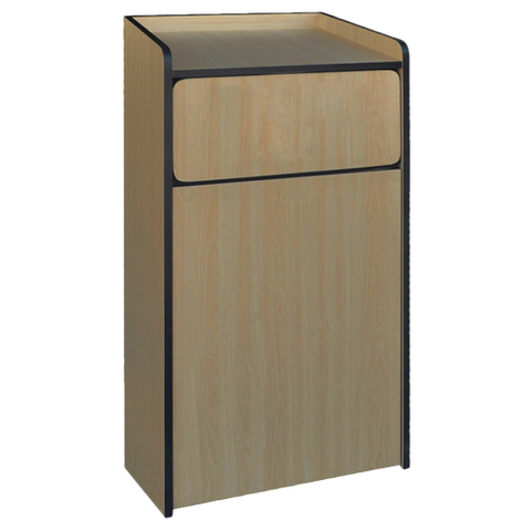 Waste Receptacle Natural Wood 25 Gallon 23-1/2"L x 23-3/4"W x 44"H