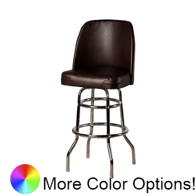 Oak Street Upholstered Bucket Seat Swivel Bar Stool 45"H x 18"W x 16"D Espresso Upholstered Bucket Seat Chrome Footring With Non-Marring Poly Glides
