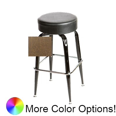 Oak Street Backless Upholstered Button Top Swivel Bar Stool 30"H x 14.5"W Buckskin Upholstered Metal Ball Bearings Chrome Ring With Glossy Square Frame