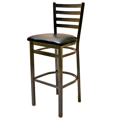 superior-equipment-supply - Oak Street Mfg - Oak Street Metal Frame Bar Stool Ladder Back With Silvervein Finish & Wood Seat