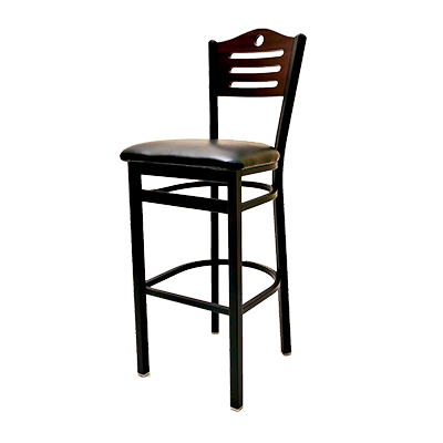 superior-equipment-supply - Oak Street Mfg - Oak Street Metal Frame Bar Stool With Shoreline Birch Plywood Back & Wood Seat