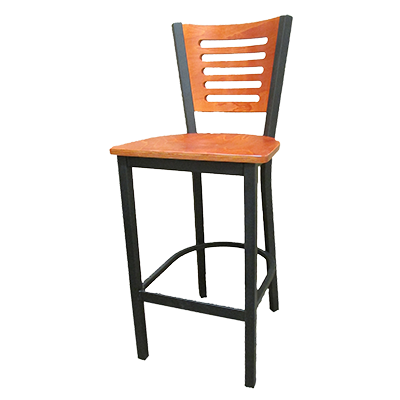 superior-equipment-supply - Oak Street Mfg - Oak Street Metal Frame Bar Stool With 5-Line Birch Plywood Back & Wood Seat