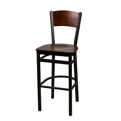 superior-equipment-supply - Oak Street Mfg - Oak Street Metal Frame Bar Stool With Birch Plywood Back & Wood Seat