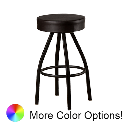 Oak Street Backless Bottom Top Bar Stool 26"H x 17"W Black Vinyl Metal With Single Ring