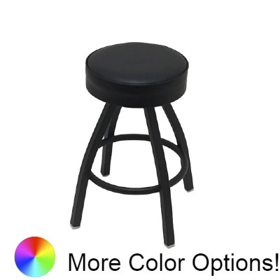 Oak Street Backless Swivel Bar Stool 26"H x 14.5"W Black Vinyl Metal With Footring