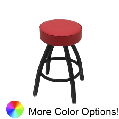 Oak Street Backless Swivel Bar Stool 26"H x 14.5"W Red Vinyl Metal With Footring