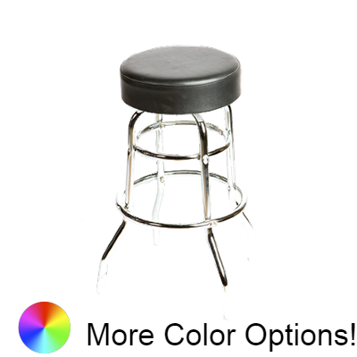 Oak Street Button Top Swivel Bar Stool 30"H x 14.5"W Black Vinyl Metal Ball Bearing Chrome Frame With Non-Marring Poly Glides