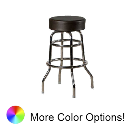 Oak Street Button Top Swivel Bar Stool 30"H x 14.5"W Espresso Vinyl Metal Ball Bearing Chrome Frame With Non-Marring Poly Glides