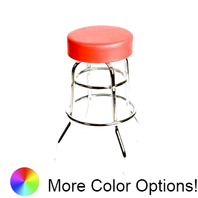 Oak Street Button Top Swivel Bar Stool 30"H x 14.5"W Red Vinyl Metal Ball Bearing Chrome Frame With Non-Marring Poly Glides