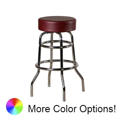 Oak Street Button Top Swivel Bar Stool 30"H x 14.5"W Wine Vinyl Metal Ball Bearing Chrome Frame With Non-Marring Poly Glides