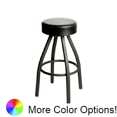 Oak Street Button Top Swivel Bar Stool 31"H x 14.5"W Black Vinyl Metal Frame With Single Ring Base