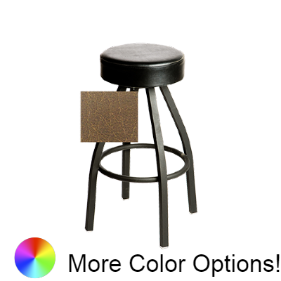 Oak Street Button Top Swivel Bar Stool 31"H x 14.5"W Buckskin Vinyl Metal Frame With Single Ring Base