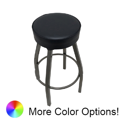 Oak Street Button Top Swivel Bar Stool 31.5"H x 14.5"W Black Vinyl Metal Frame With Single Ring Base