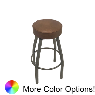 Oak Street Button Top Swivel Bar Stool 31.5"H x 14.5"W Buckskin Vinyl Metal Frame With Single Ring Base