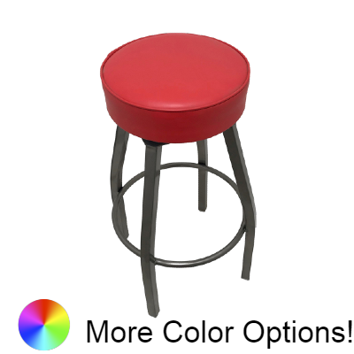 Oak Street Button Top Swivel Bar Stool 31.5"H x 14.5"W Red Vinyl Metal Frame With Single Ring Base