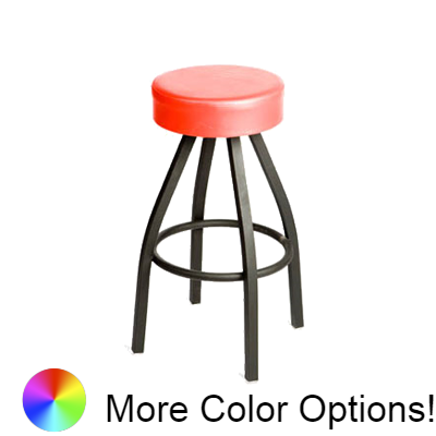 Oak Street Button Top Backless Swivel Bar Stool 31"H x 14.5"W Red Upholstered Button Top Seat Metal Ball Bearings With Single Ring Base