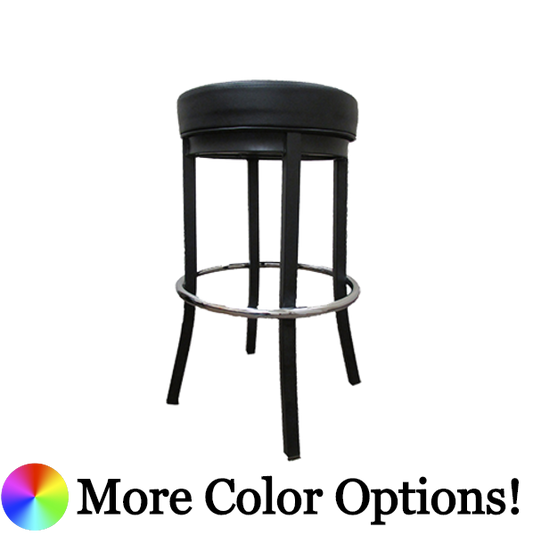 Oak Street Backless Bar Stool 30.25"H x 17"Dia. Black Vinyl & Finish With Metal Stationary Frame & Chrome Rings