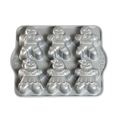 Nordic Ware Gingerbread Kids Cakelet Pan 4.5 Cups Silver Cast Aluminum