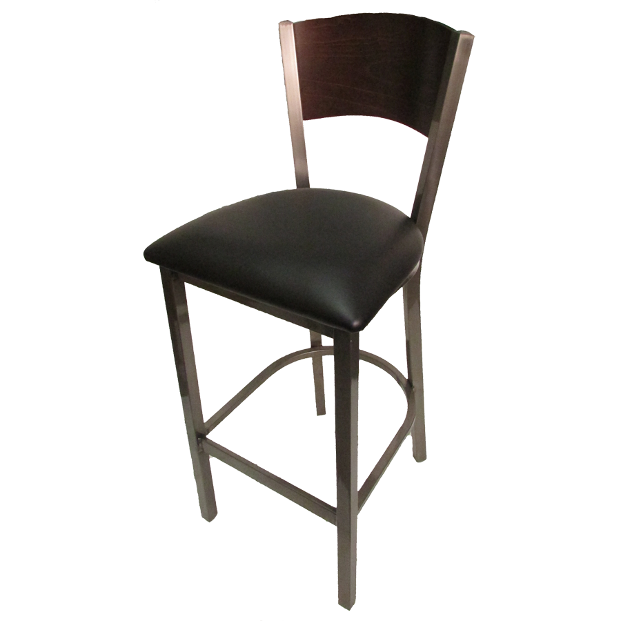 superior-equipment-supply - Oak Street Mfg - Oak Street Metal Frame Bar Stool Clear Coat With Birch Plywood Back & Wood Seat