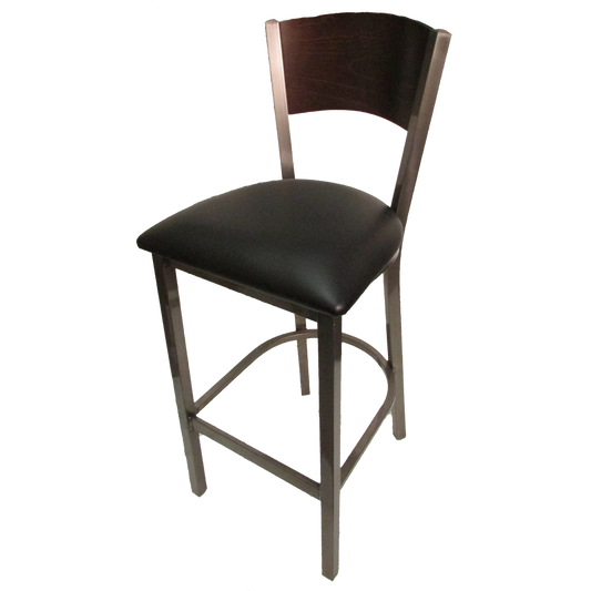 superior-equipment-supply - Oak Street Mfg - Oak Street Metal Frame Bar Stool Clear Coat With Birch Plywood Back & Wood Seat