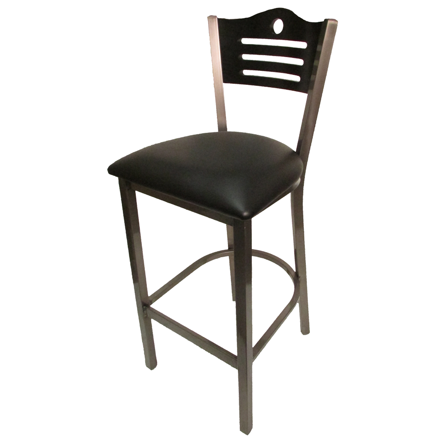 superior-equipment-supply - Oak Street Mfg - Oak Street Metal Frame Bar Stool Clear Coat Finish With Shoreline Birch Plywood Back & Wood Seat