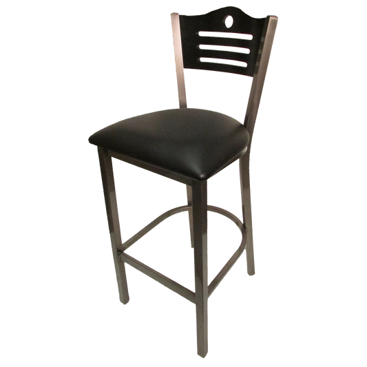 superior-equipment-supply - Oak Street Mfg - Oak Street Metal Frame Bar Stool Clear Coat Finish With Shoreline Birch Plywood Back & Wood Seat