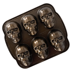 Nordic Ware Haunted Skull Cakelet Pan 5 Cups Brown Cast Aluminum