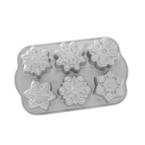 Nordic Ware Frozen Snowflake Cakelet Pan 3 Cups Silver Cast Aluminum 89648