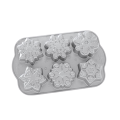 Nordic Ware Frozen Snowflake Cakelet Pan 3 Cups Silver Cast Aluminum