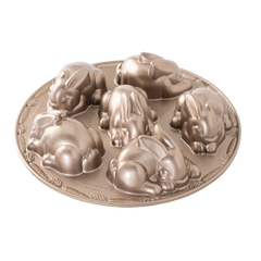 Nordic Ware Baby Bunny Cakelet Pan 4.5 Cups Golden Brown Cast Aluminum
