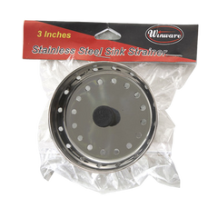 Sink Strainer 3" with 2-1/2" Stopper Stainless Steel