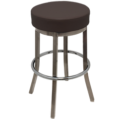 Oak Street Backless Indoor Bar Stool 30.25"H x 17"Dia. Clear Coat Finish With Metal Stationary Frame & Chrome Ring
