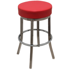 Oak Street Backless Indoor Bar Stool 30.25"H x 17"Dia. Clear Coat Finish With Metal Stationary Frame & Chrome Ring