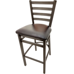 Oak Street Ladder Back Bar Stool 42.38"H x 15.88"W x 15.69"D Brushed Nickel Finish Steel Frame With Non-Marring Nylon Glides