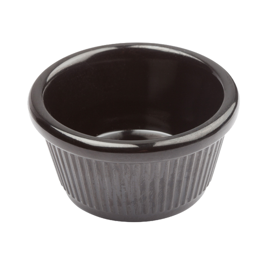 Ramekin Fluted 2 oz. Black Melamine - One Dozen