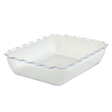 Deli Crock Rectangular Fluted BPA Free 13" x 10" x 3" White