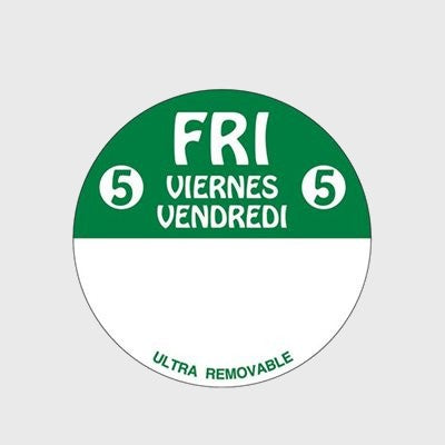 Ultra Removable Label Day Of The Week Fri 5 Viernes / Vendredi - 500/Roll