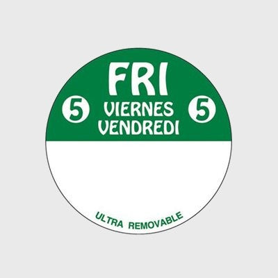 Ultra Removable Label Day Of The Week Fri 5 Viernes / Vendredi - 500/Roll