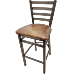 Oak Street Ladder Back Bar Stool 42.38"H x 15.88"W x 15.69"D Brushed Nickel Finish Steel Frame With Non-Marring Nylon Glides