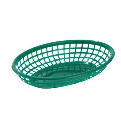 Fast Food Basket Oval Red BPA Free Poly Plastic 9-1/2" x 5" x 2"H - One Dozen