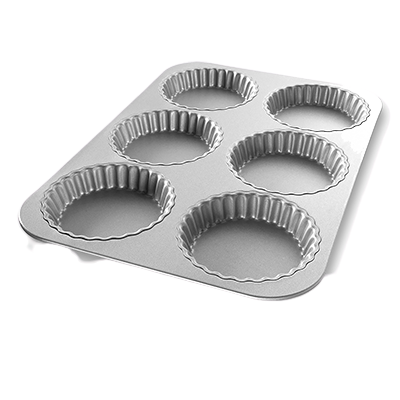 Chicago Metallic USA PAN® AMERICOAT® Fluted Tart Pan (6) 11-1/8" x 15-3/4" x 7/8"