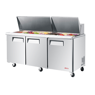 superior-equipment-supply - Turbo Air - Turbo Air 72.6" Wide Aluminium Three-Section Sandwich/Salad Mega Top Unit