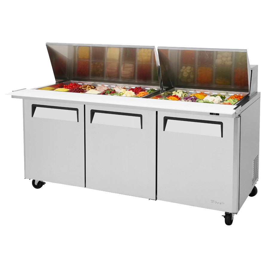 superior-equipment-supply - Turbo Air - Turbo Air 72.6" Wide Stainless Steel Three-Section Sandwich/Salad-Mega Top Unit